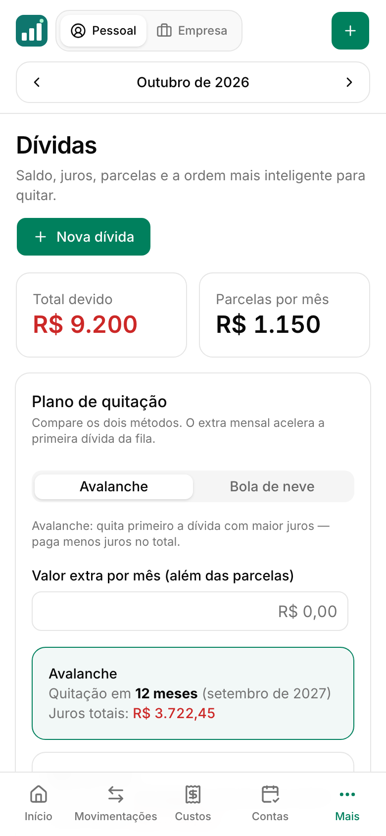 Plano de quitação de dívidas